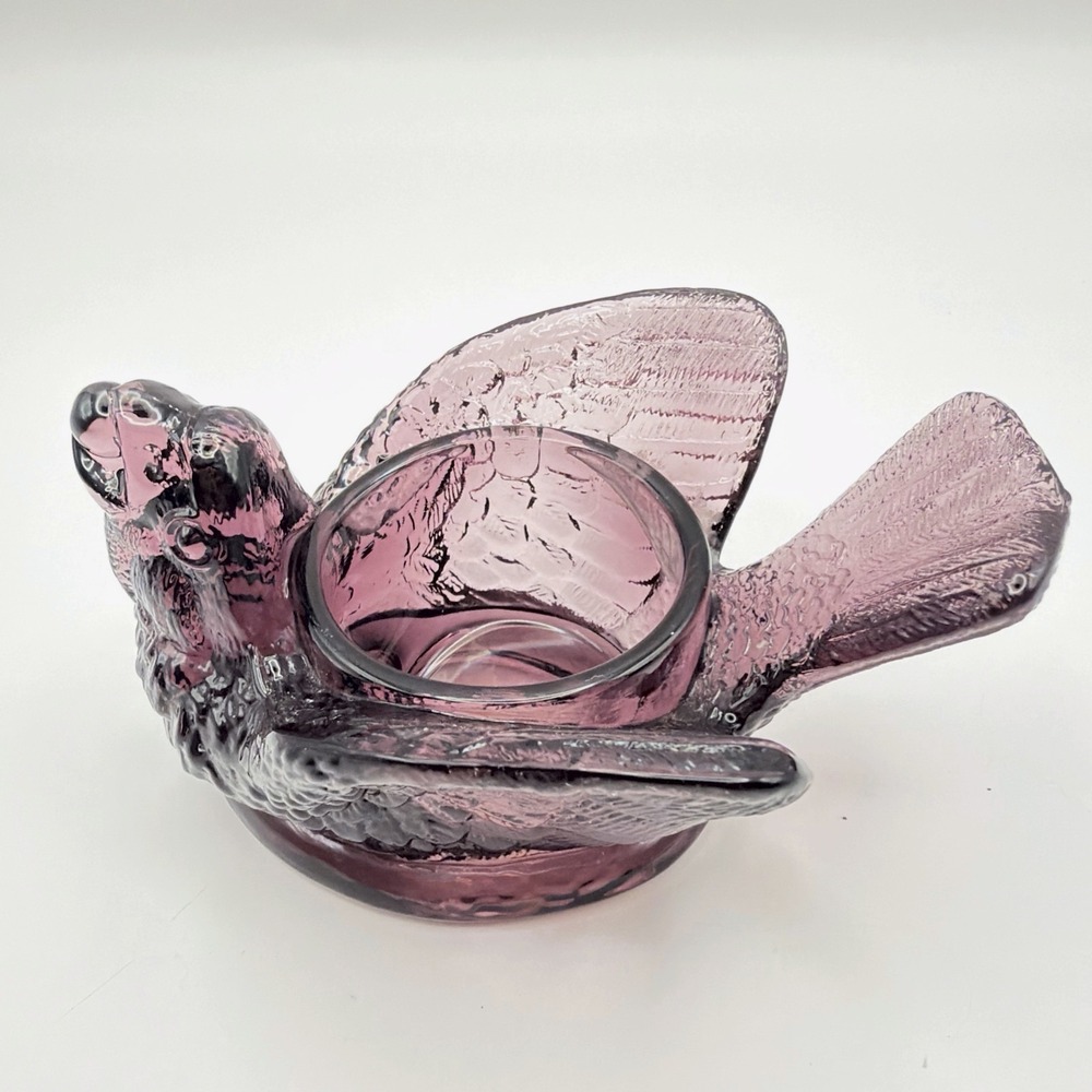 Degenhart Cranberry Figural Bird Open Salt Cellar Amethyst Purple Glass Textured